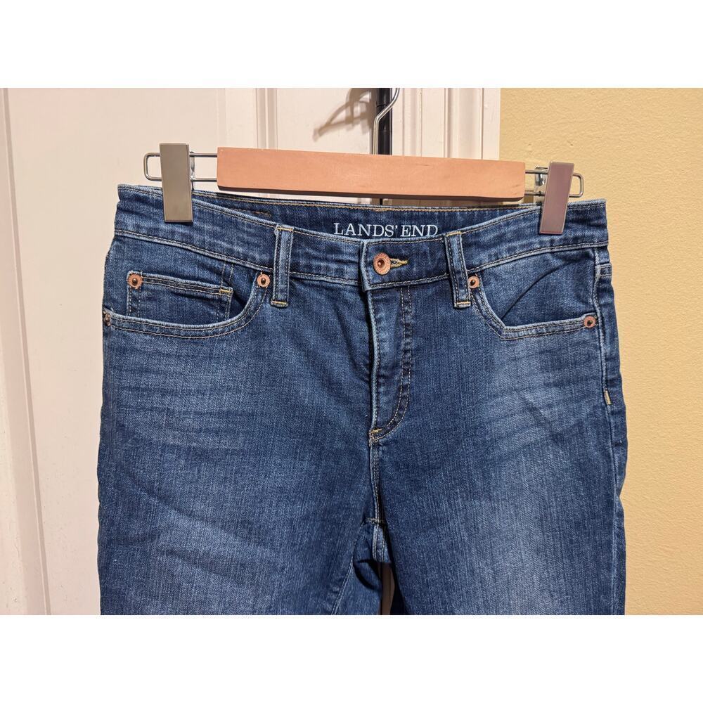 Lands’ End Mid Rise Crop Blue Denim Jeans Sz 4 - Picture 2 of 12